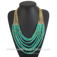 Collier de perles turquoises africaines 2016 avec chaîne en alliage pour femmes
